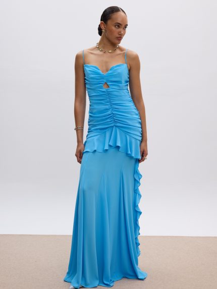 Dimitra Ruffle Maxi Dress – Sky Blue