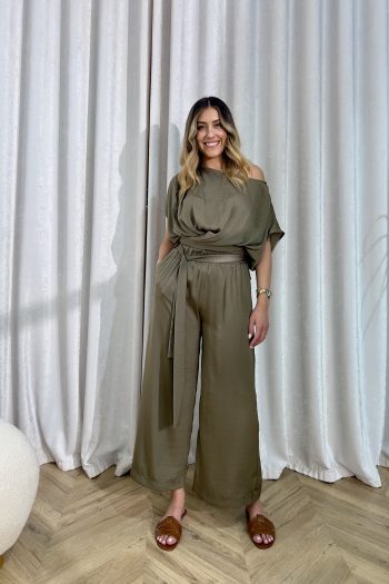 Leah Belted Cullotes – Khaki - Image 5