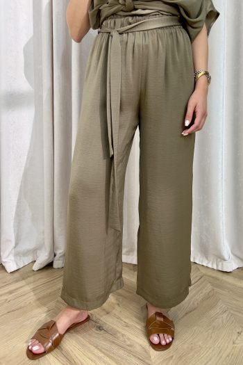 Leah Belted Cullotes – Khaki - Image 4