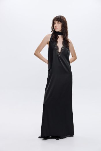 Chloe Satin Dress – Black