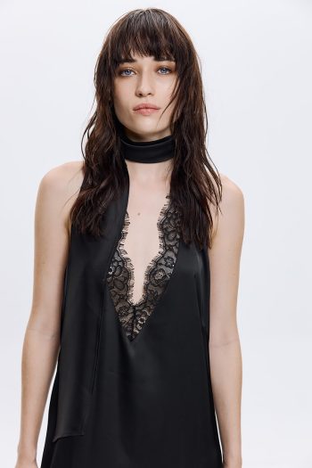 Chloe Satin Dress – Black - Image 3