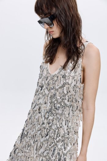 Ivory Sequin Dress – Silver - Image 3