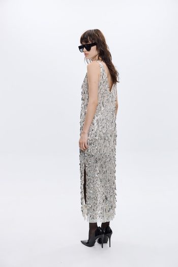 Ivory Sequin Dress – Silver - Image 4