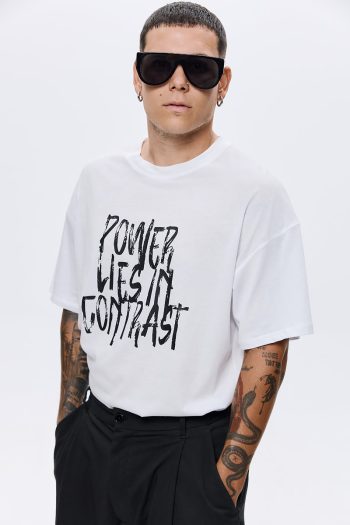 Power Lies In Contrast T-Shirt – White - Image 2
