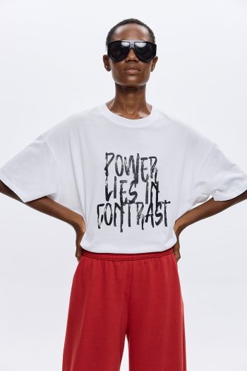 Power Lies In Contrast T-Shirt – White