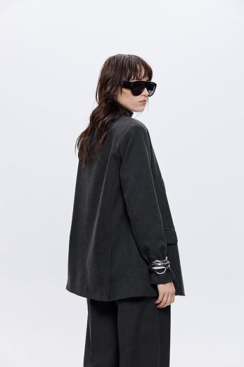 Christa Oversized Blazer – Grey/Black - Image 3