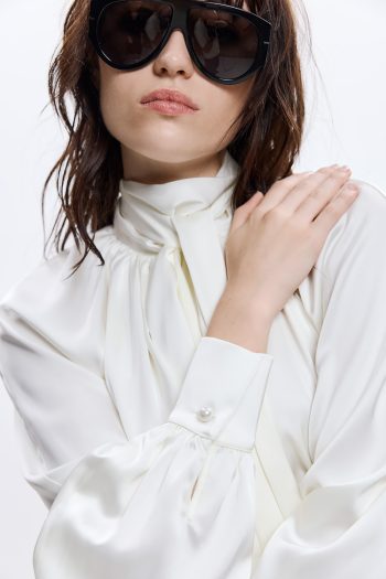 Melody Lavalliere Satin Top – Off White - Image 2