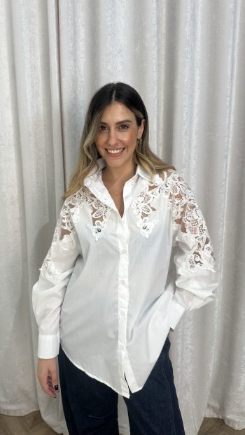 Talia Embroidered Shirt – White - Image 3