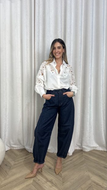 Talia Embroidered Shirt – White - Image 2