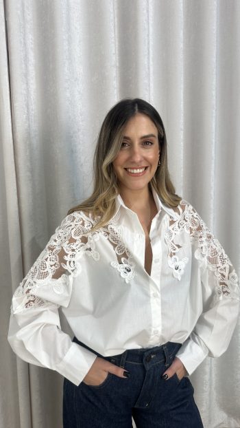 Talia Embroidered Shirt – White - Image 4