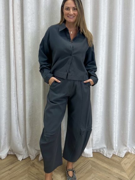 Terry Crop Shirt – Grey