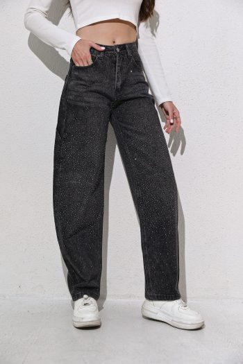 Mara Slouchy Strass Denim – Black - Image 3