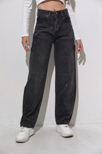 Mara Slouchy Strass Denim – Black