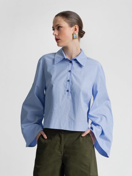 Nena Crop Cotton Shirt – Ciel