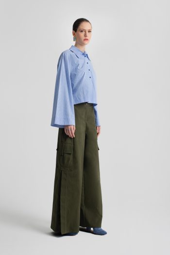 Nena Crop Cotton Shirt – Ciel - Image 4