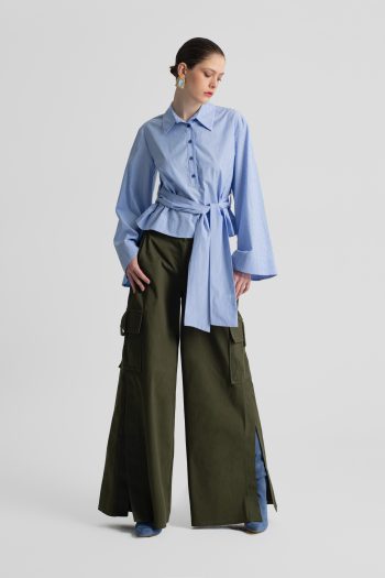 Nena Crop Cotton Shirt – Ciel - Image 5