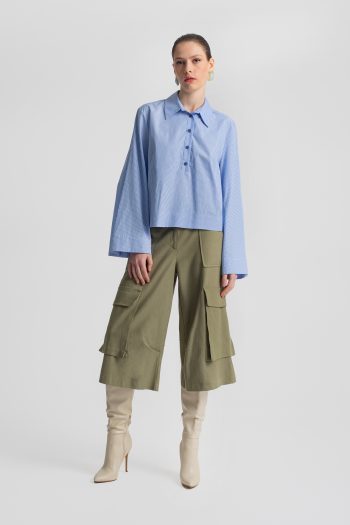 Nena Crop Cotton Shirt – Ciel - Image 3