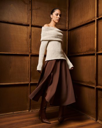 Milan Off Shoulder Knit – Beige - Image 2