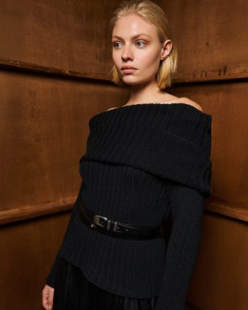 Milan Off Shoulder Knit – Black - Image 2
