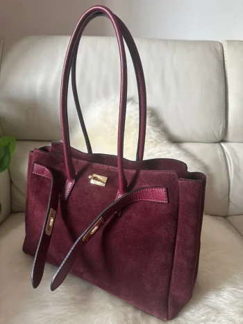 Mary Suede Bag – Burgundy - Image 2