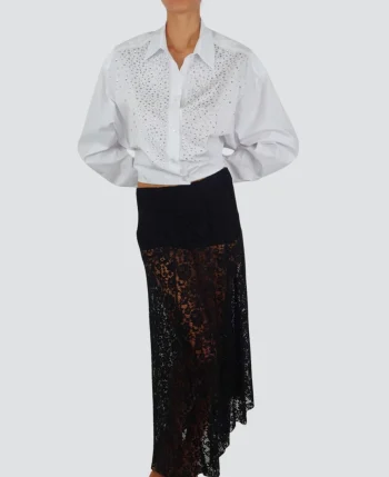 Lace Asymmetrical Skirt – Black