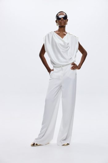 Fleur Satin Draped Top – Off White - Image 4