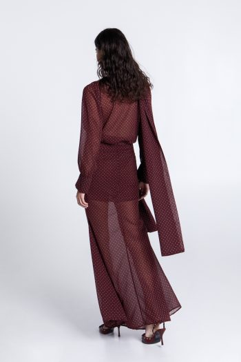 Polka Dots Maxi Skirt – Burgundy - Image 3