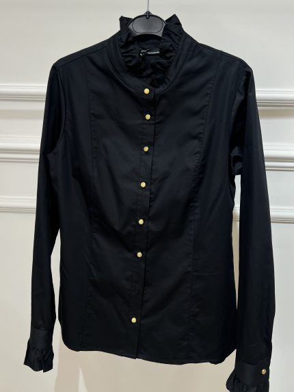 Mao Ruffle Shirt – Black