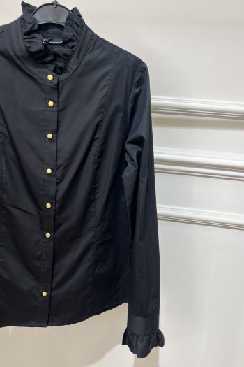 Mao Ruffle Shirt – Black - Image 3