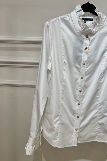 Mao Ruffle Shirt – White - Image 4