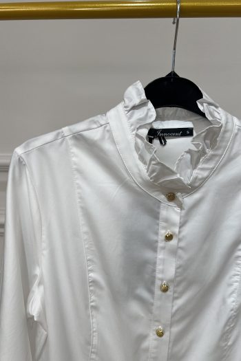 Mao Ruffle Shirt – White - Image 2