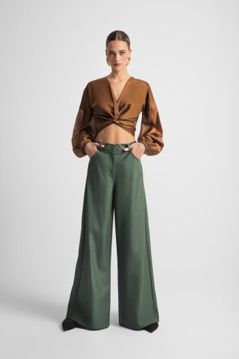 Agnes Wide Leg Pants – Khaki/Black
