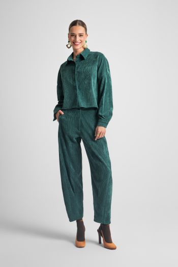Leona Corduroy Pants – Green/Bordeaux