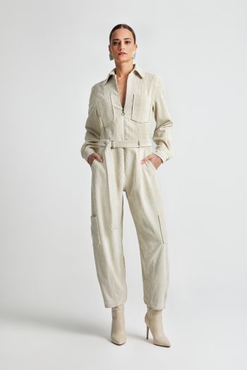 Leona Curduroy Jumpsuit – Ecru