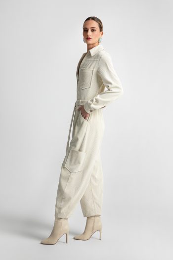 Leona Curduroy Jumpsuit – Ecru - Image 2