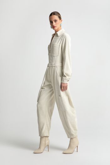 Leona Curduroy Jumpsuit – Ecru - Image 3