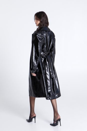 Croco Trenchcoat – Black - Image 3