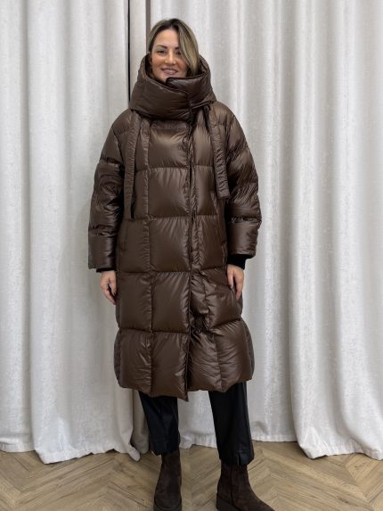 Texas Long Puffer Jacket – Brown