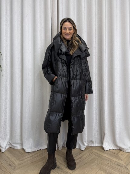 Texas Long Puffer Jacket – Black