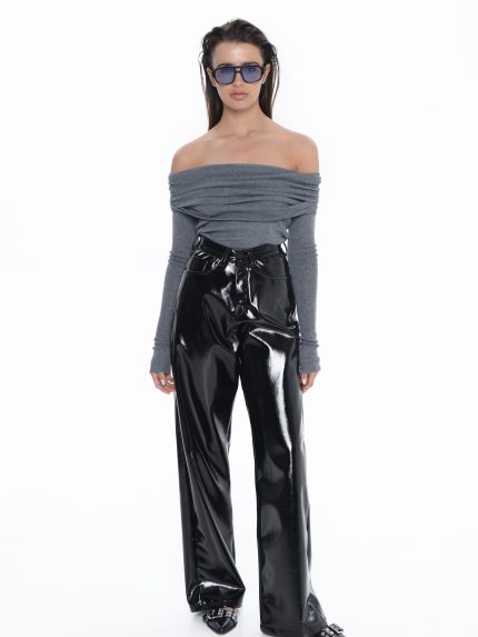 Selena Vinyl Leather Pants – Black
