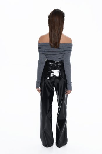 Selena Vinyl Leather Pants – Black - Image 2