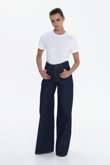 Thunder Mid waist Denim – Mid Blue/Off White - Image 2