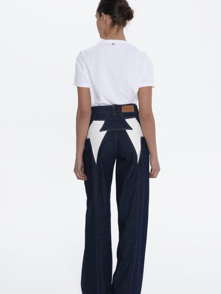 Thunder Mid waist Denim – Mid Blue/Off White