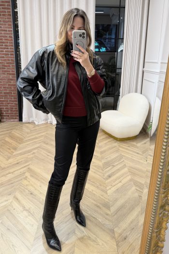 Croco Leather Bomber – Black - Image 3