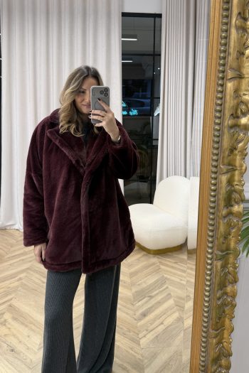 Lydia Fur Coat – Bordeaux - Image 2