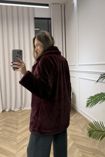 Lydia Fur Coat – Bordeaux - Image 7