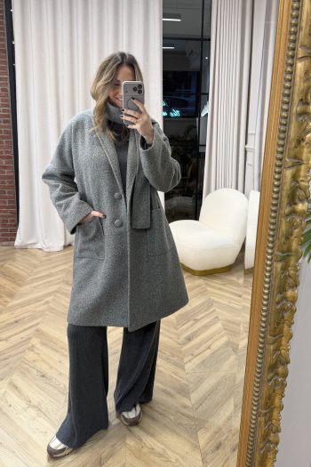 Winter Belted Coat – Grey - Image 3