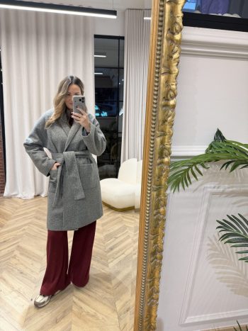 Winter Belted Coat – Grey - Image 6