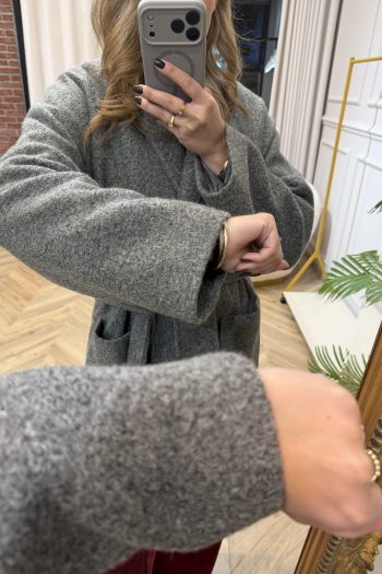 Winter Belted Coat – Grey - Image 5