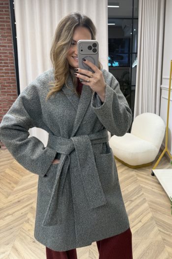 Winter Belted Coat – Grey